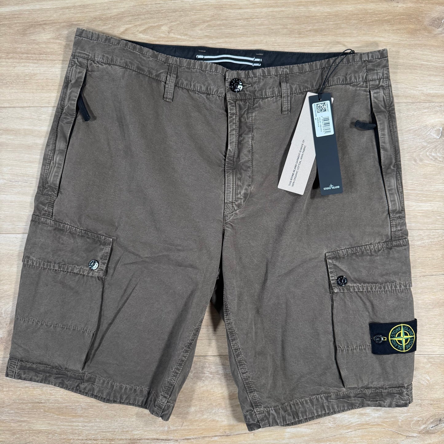 Stone Island Brushed Cotton Cargo Bermuda Shorts in Military Green