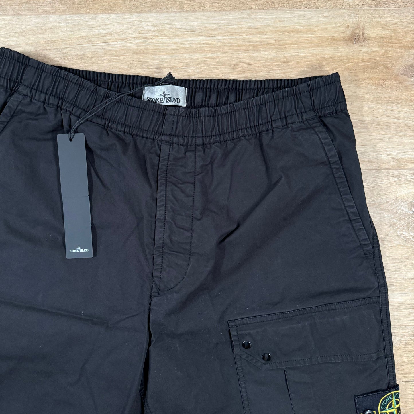 Stone Island Stretch-TC Cargo Bermuda Shorts in Black